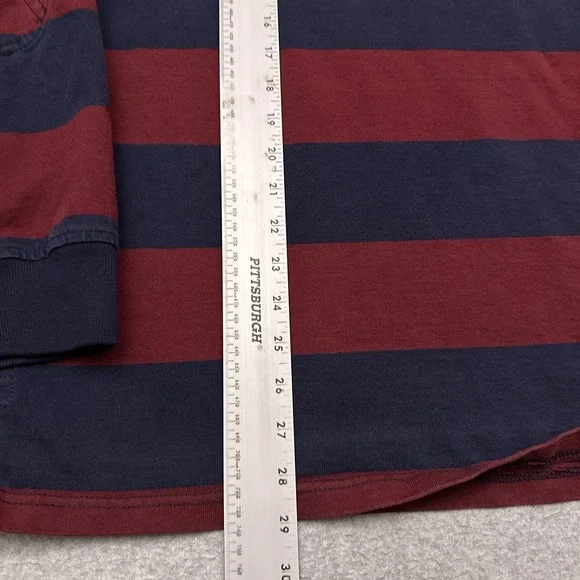 VTG Polo Ralph Lauren Rugby Hoodie Mens XL Red Blue Striped Collared Distressed - Picture 4 of 11
